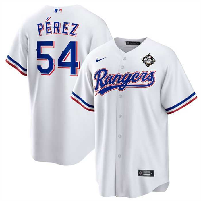 Men%27s Texas Rangers #54 Martin Perez White 2023 World Series Stitched Baseball Jersey Dzhi->texas rangers->MLB Jersey